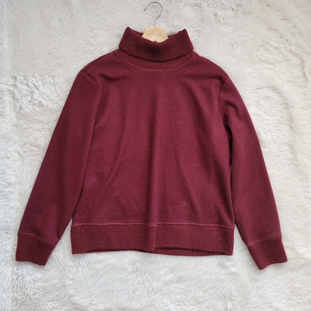 A New Day Burgundy Turtleneck Knit Trim Sweater